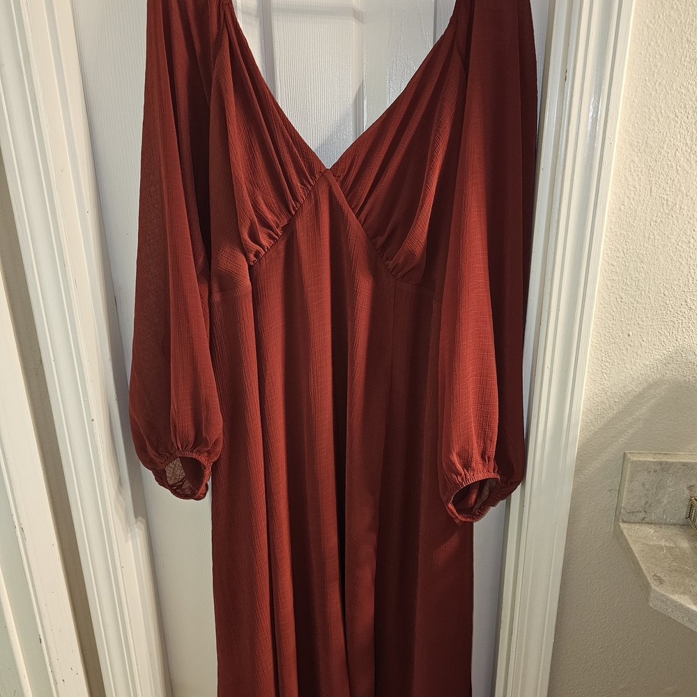 City Chic Deep Red Long Sleeve Dress